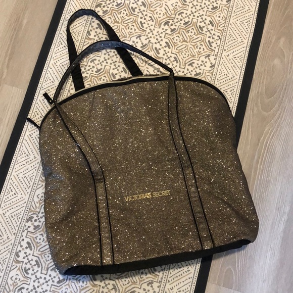 Victoria Secret Champagne/Brown Sparkly Duffle Bag - Picture 1 of 8